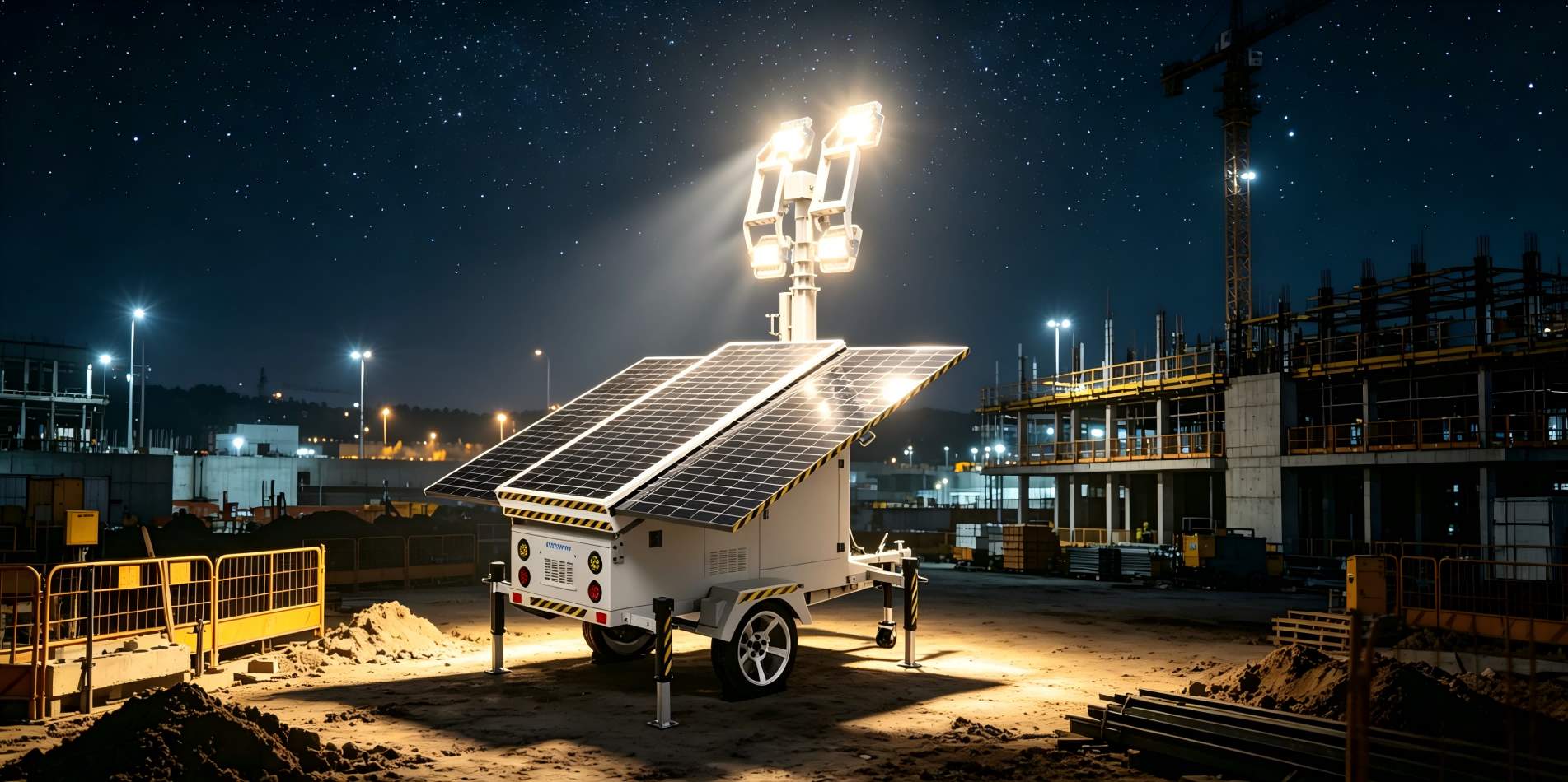 Tour d'éclairage solaire mobile sans diesel