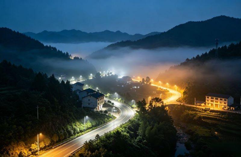 Des lampadaires solaires illuminent les routes rurales de montagne en Albanie