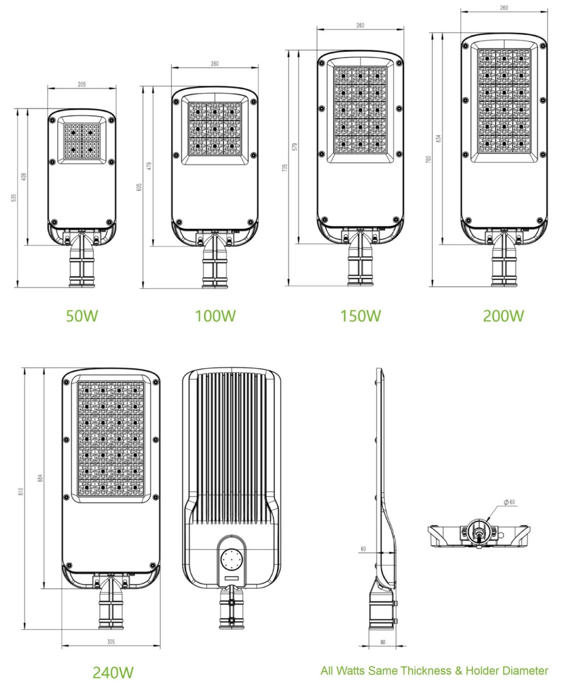 Detailed size specification diagram