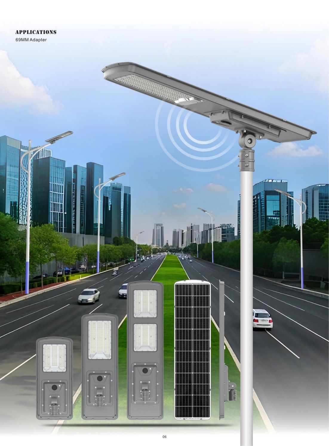 QH2 radar sensor solar light applied in village road & park lighting project