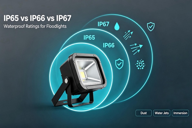 Quelle est la différence entre les indices d'étanchéité IP65, IP66 et IP67 pour les projecteurs ?