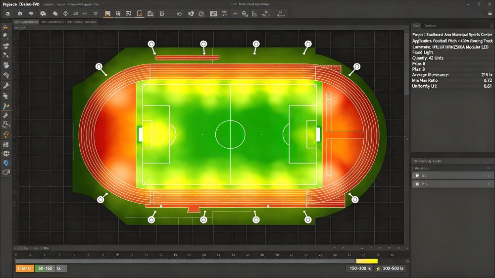 HRMZ500A stadium lighting Dialux simulation HRMZ500A stadium lighting Dialux simulation