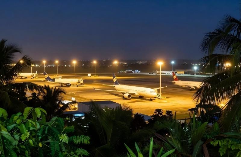 Étude de cas d'un projet de rénovation d'éclairage de piste d'aéroport avec mât d'éclairage de grande hauteur