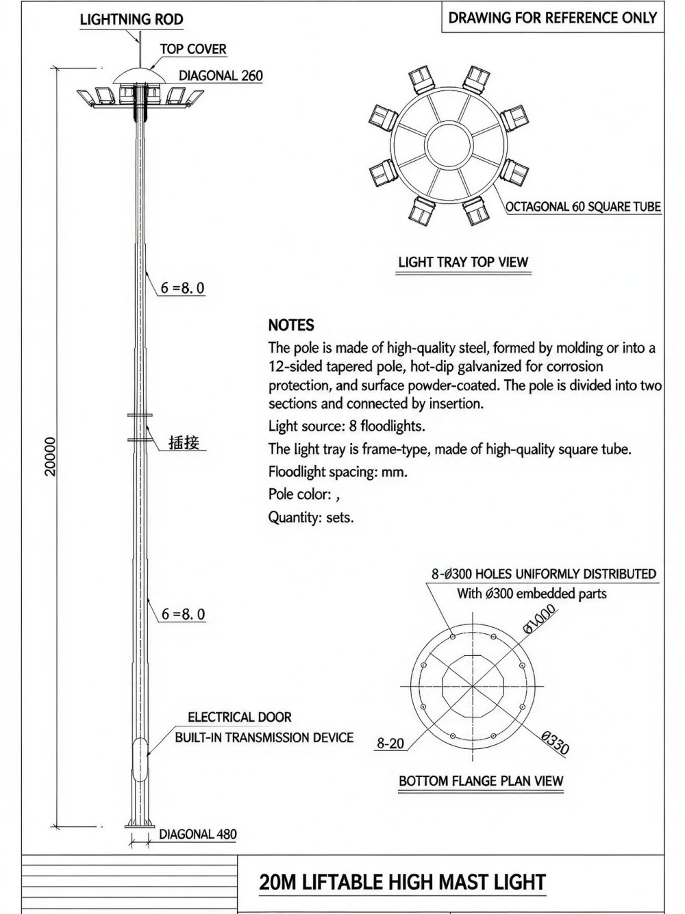 Anti-vibration and surge protection design of airport high mast light